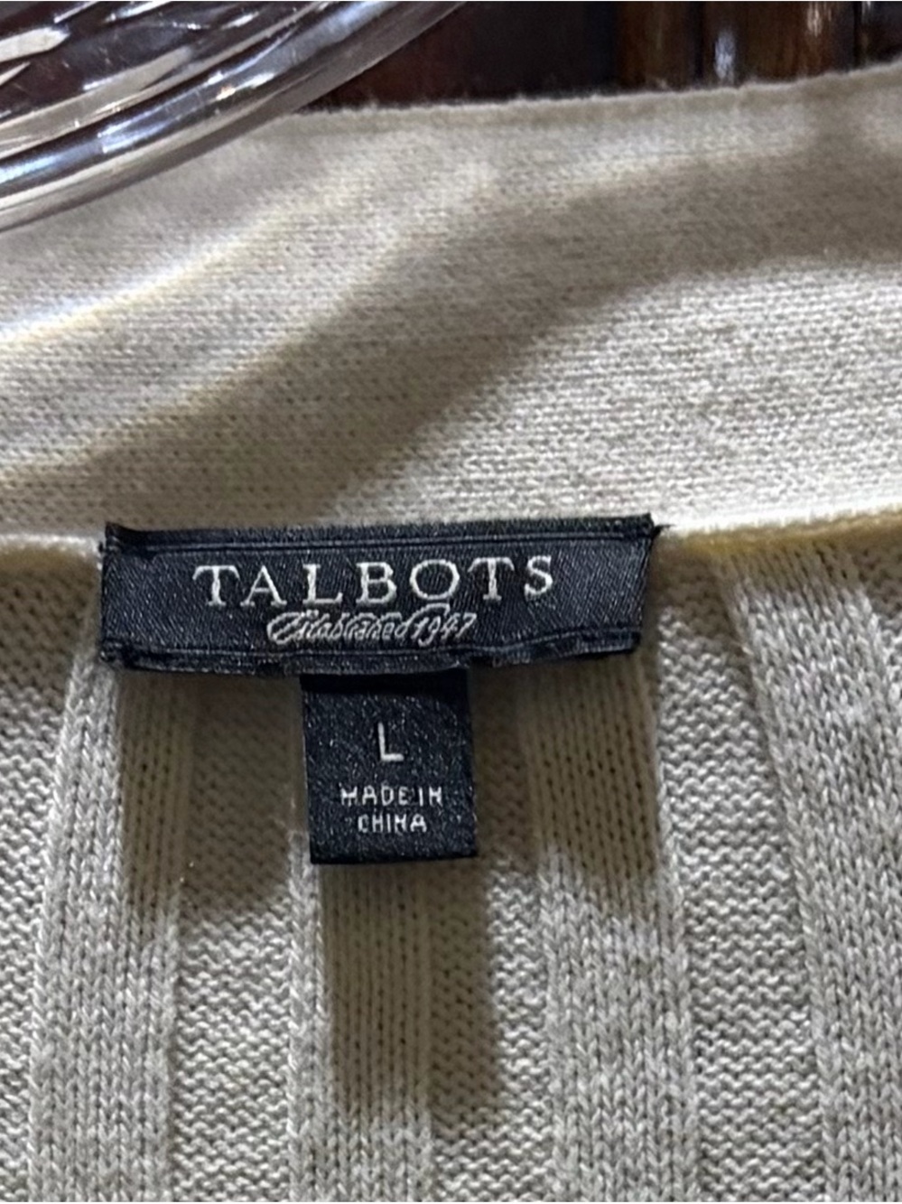 Talbots Cream Ribbed Cardigan and Tank Set - Picture 4 of 4